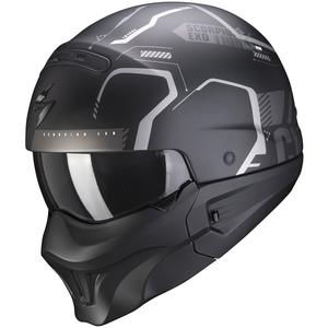 Casco abierto con máscara Scorpion EXO-COMBAT EVO Ram negro-plata mate