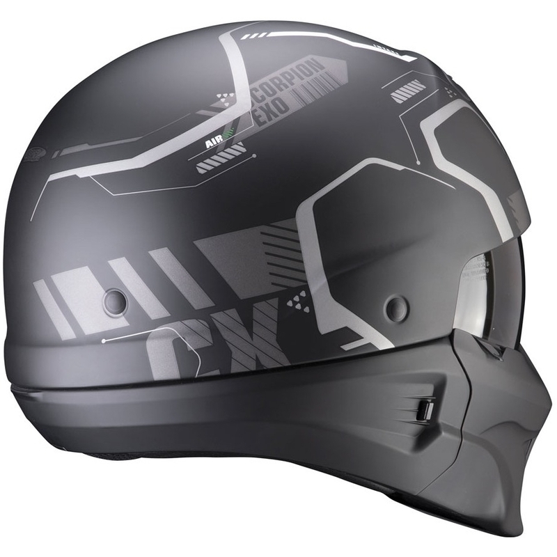 Casco abierto con máscara Scorpion EXO-COMBAT EVO Ram negro-plata mate