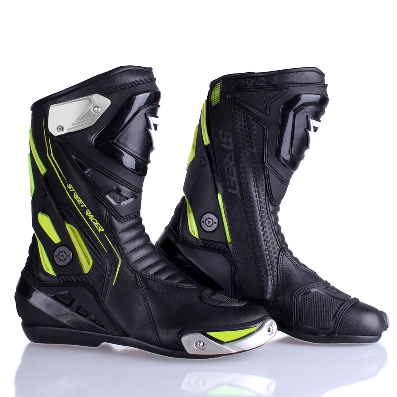 Botas de moto Street Racer GTR negro-amarillo fluo