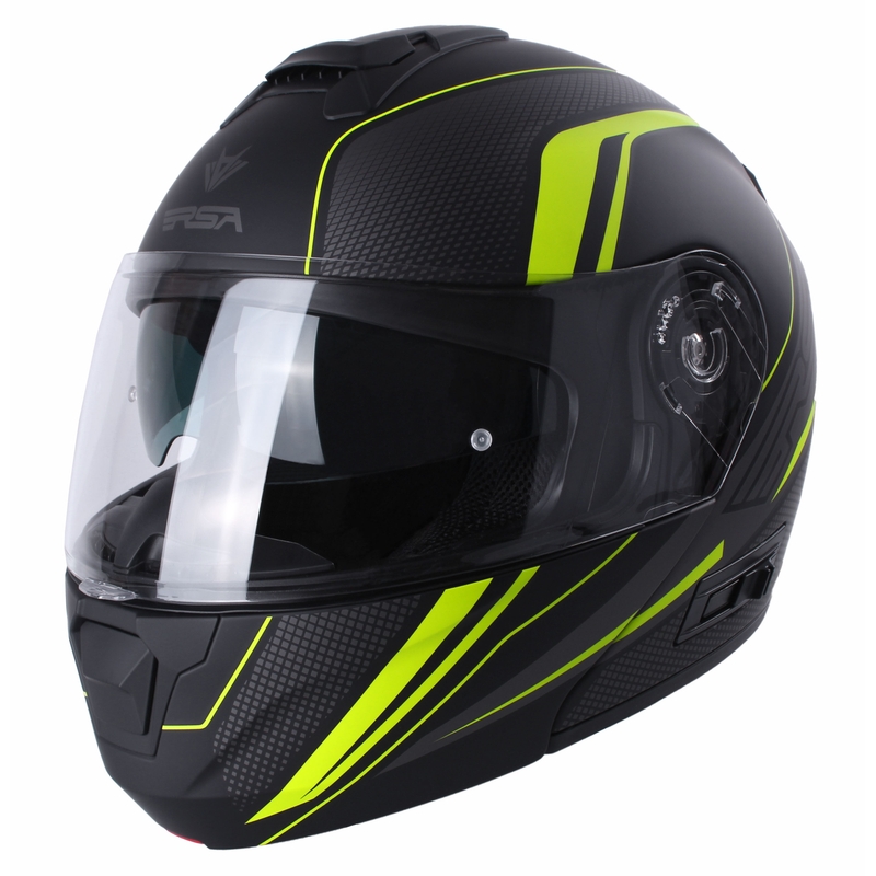 Casco de moto RSA Rival negro-gris-amarillo fluorescente tip-up