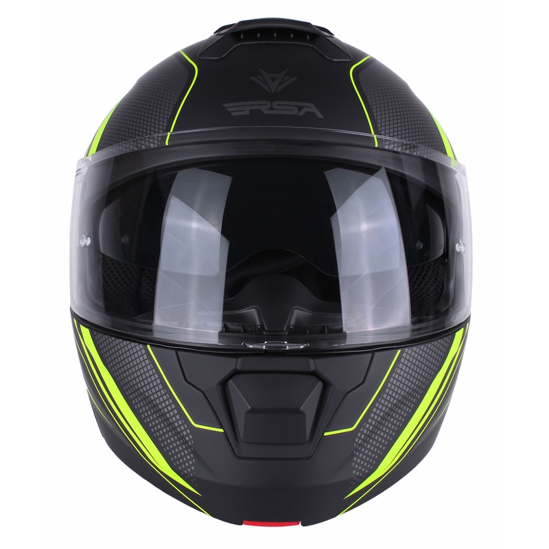 Casco de moto RSA Rival negro-gris-amarillo fluorescente tip-up