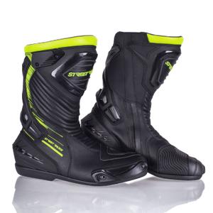 Botas de moto Street Racer Grid Negro-Amarillo Flúo
