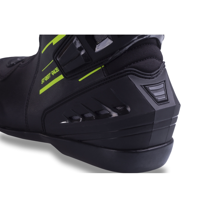 Botas de moto Street Racer Grid Negro-Amarillo Flúo