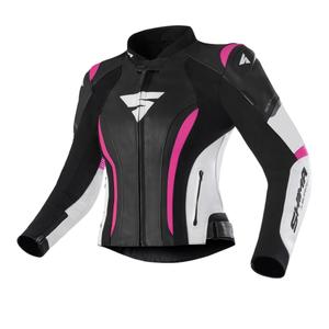 Chaqueta de moto Shima Miura 2.0 para mujer en negro, blanco y rosa