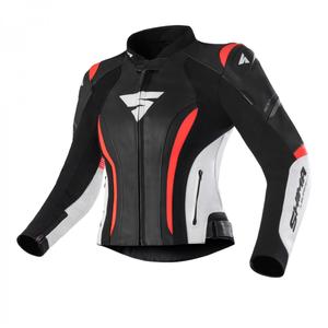Chaqueta de moto Shima Miura 2.0 Negro-Blanco-Rojo Flúo para mujer