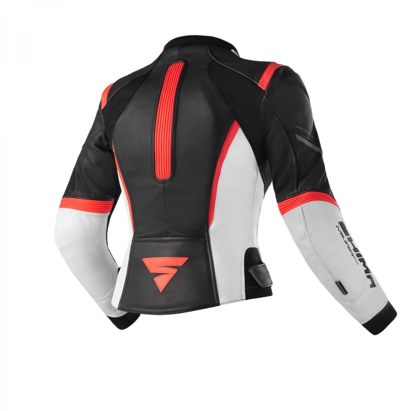 Chaqueta de moto Shima Miura 2.0 Negro-Blanco-Rojo Flúo para mujer