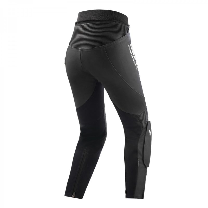 Pantalones de moto para mujer Shima Miura 2.0, color negro y blanco.
