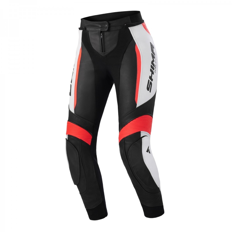 Pantalón de moto Shima Miura 2.0 Negro-Blanco-Rojo Flúo para mujer