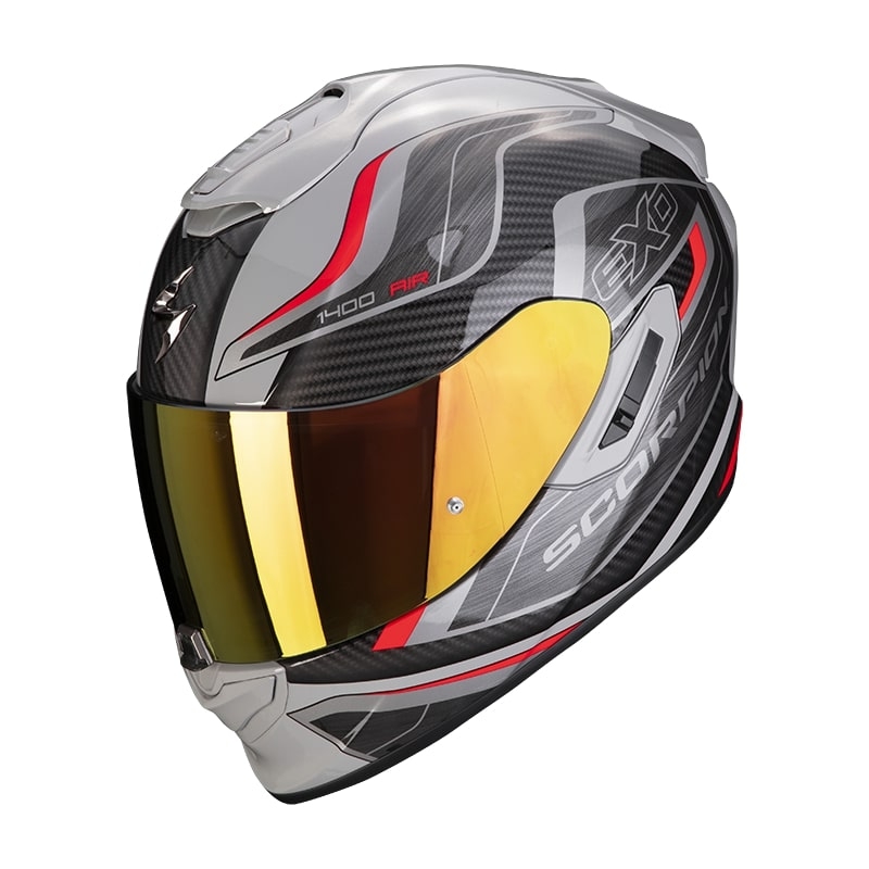 Casco integral de moto Scorpion EXO-1400 Air Attune gris-negro-rojo liquidación