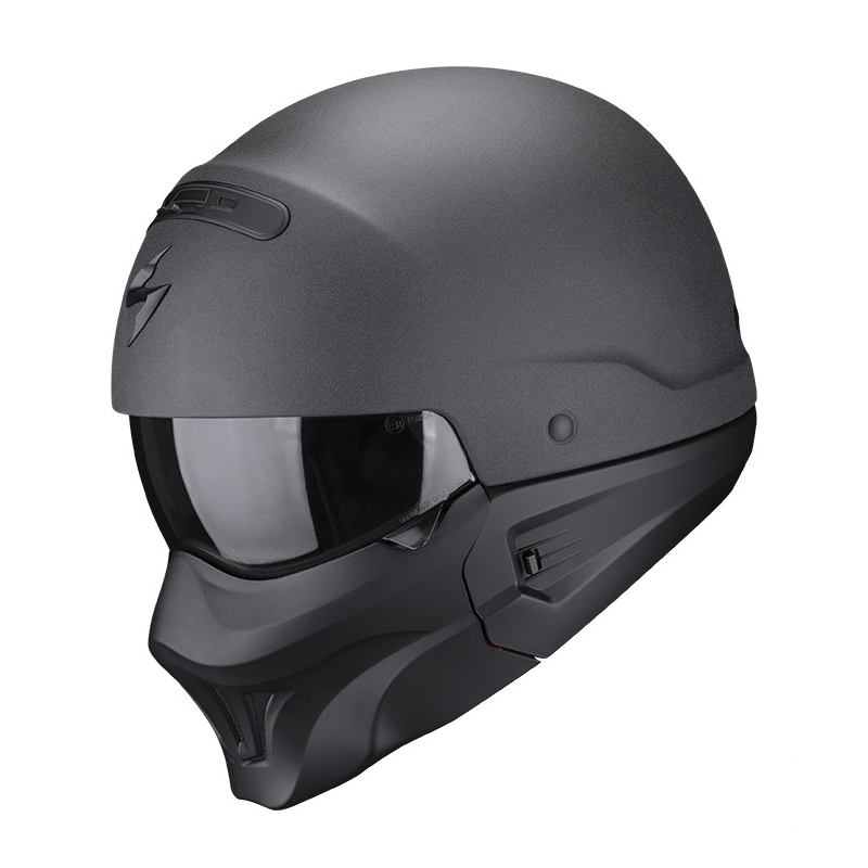 Casco abierto con máscara Scorpion Exo-Combat Evo Graphite gris oscuro