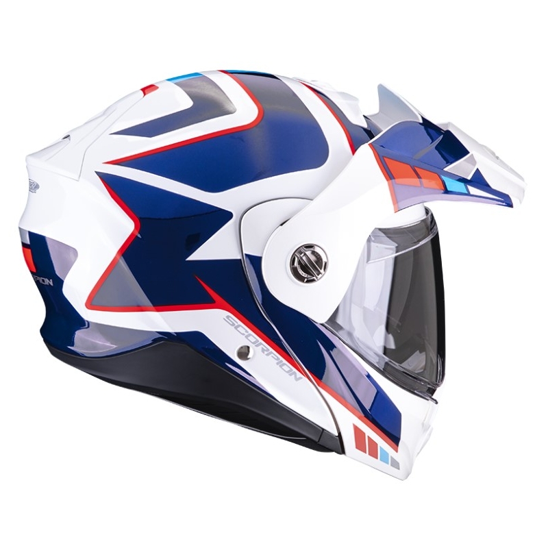 Casco de moto SCORPION ADX-2 CAMINO perla blanco-azul-rojo liquidación