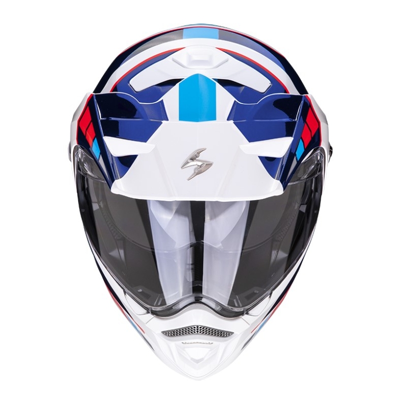 Casco de moto SCORPION ADX-2 CAMINO perla blanco-azul-rojo liquidación