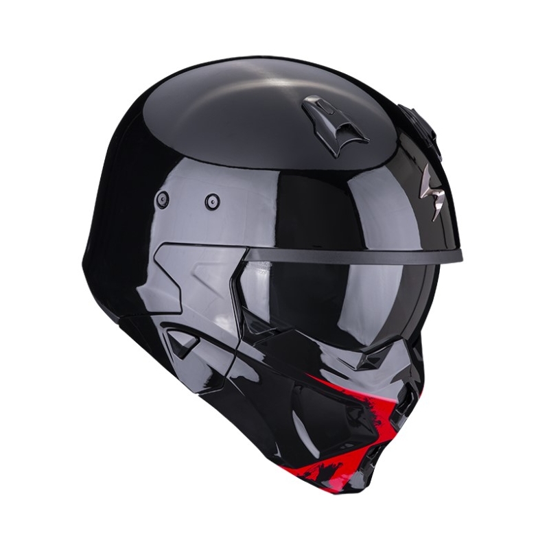 Casco abierto con máscara SCORPION COVERT-X TANKER negro-rojo