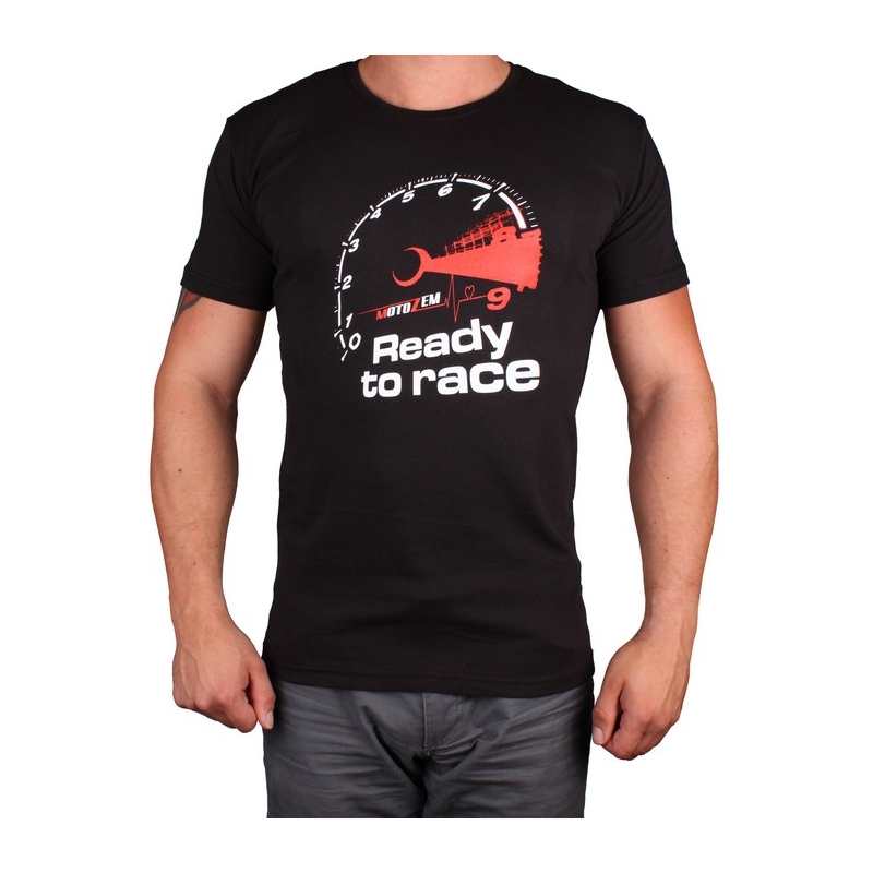 Camiseta s motivem MotoZem Ready to race negra liquidación