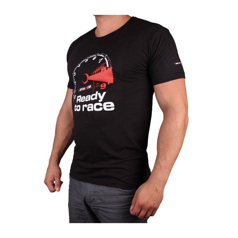 Camiseta s motivem MotoZem Ready to race negra liquidación