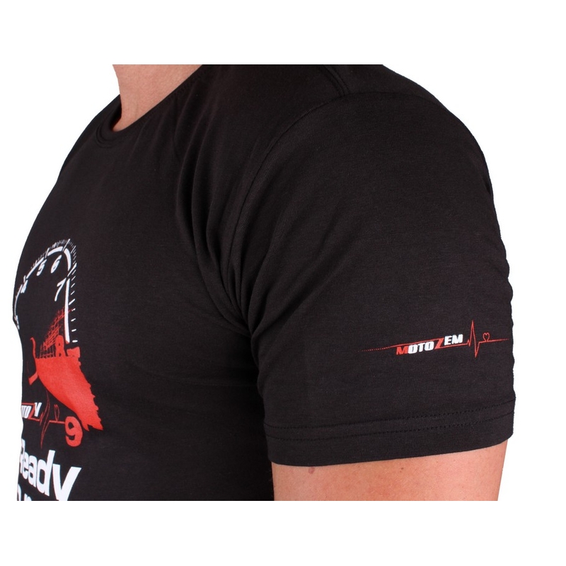 Camiseta s motivem MotoZem Ready to race negra liquidación