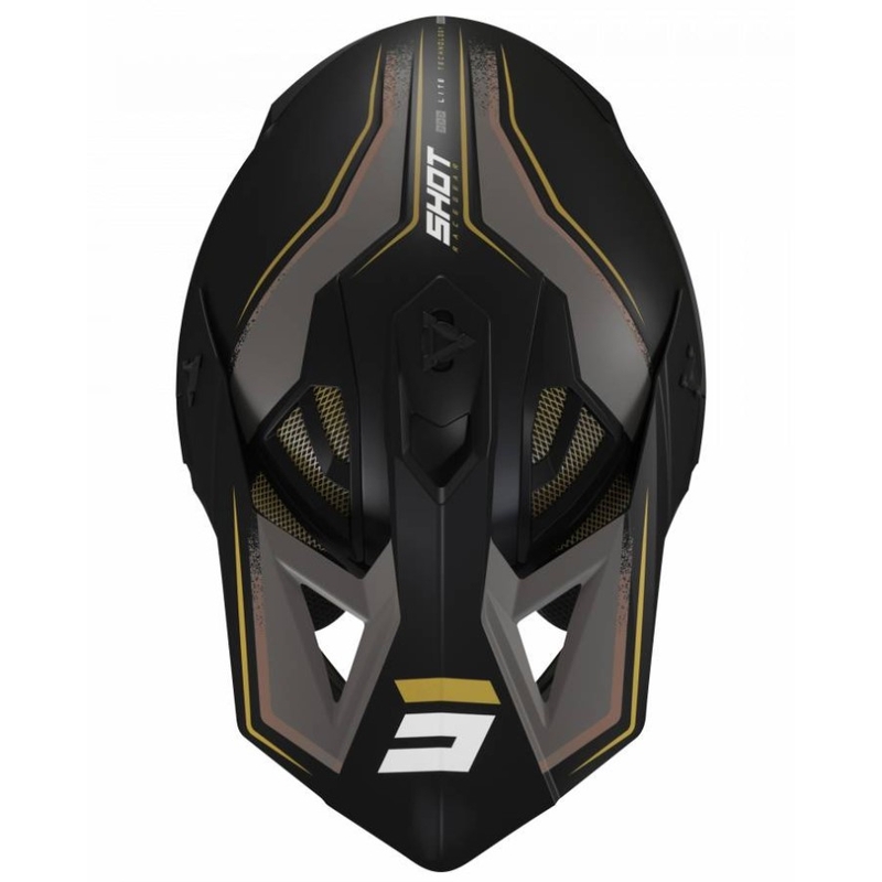 Casco de motocross Shot Lite Prism negro-dorado liquidación