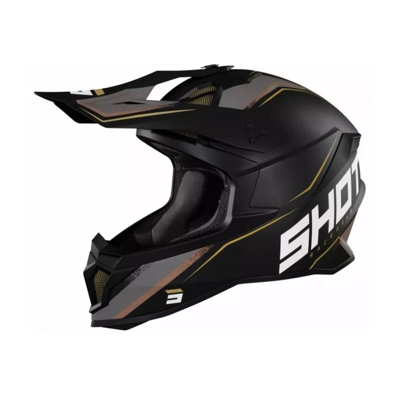 Casco de motocross Shot Lite Prism negro-dorado liquidación