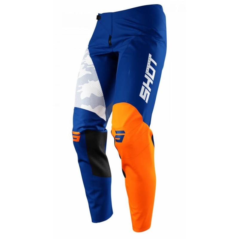 Pantalón Motocross Shot Contact Camo Azul-Blanco-Naranja liquidación