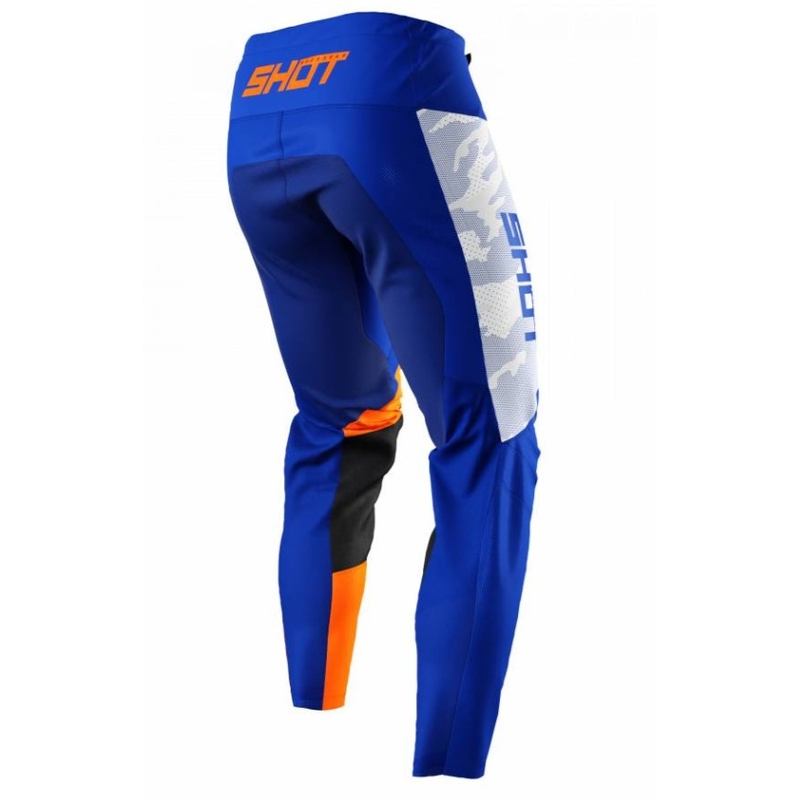 Pantalón Motocross Shot Contact Camo Azul-Blanco-Naranja liquidación