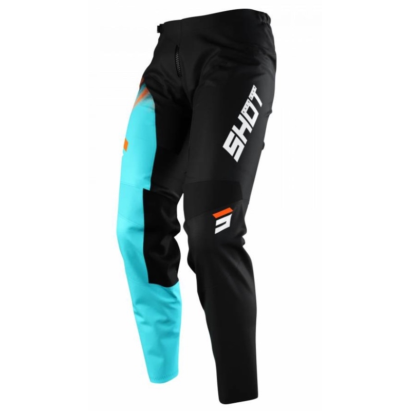 Pantalón de motocross Shot Devo Versus negro y turquesa liquidación