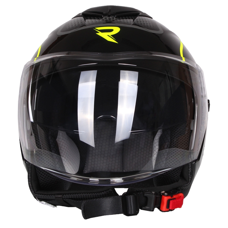 Casco Moto Open Street Racer Pilot Negro y Amarillo