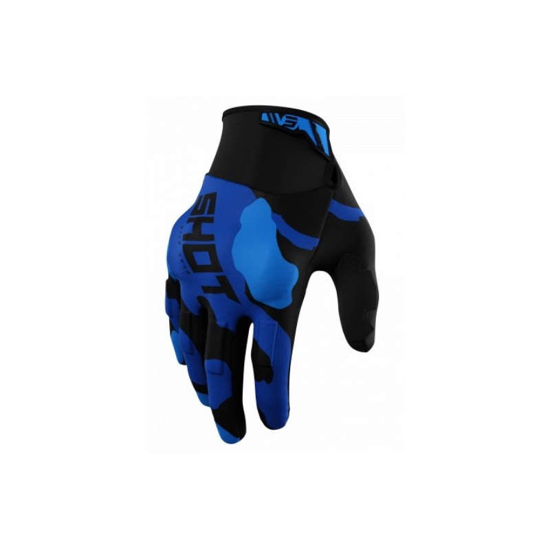 Guantes de motocross Shot Drift Camo negro-camo-azul liquidación
