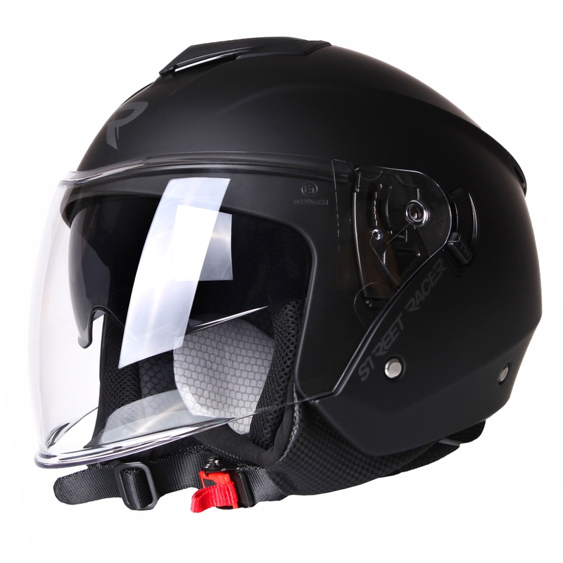 Casco Moto Open Street Racer Pilot Negro Mate