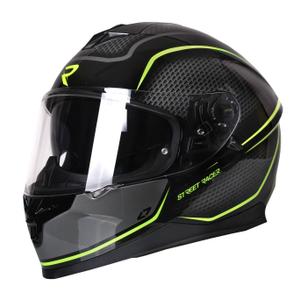 Casco integral de moto Street Racer Magna negro y amarillo