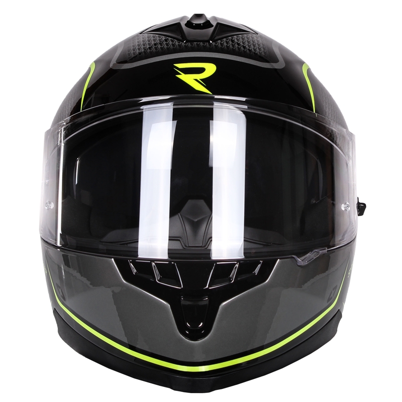 Casco integral de moto Street Racer Magna negro y amarillo