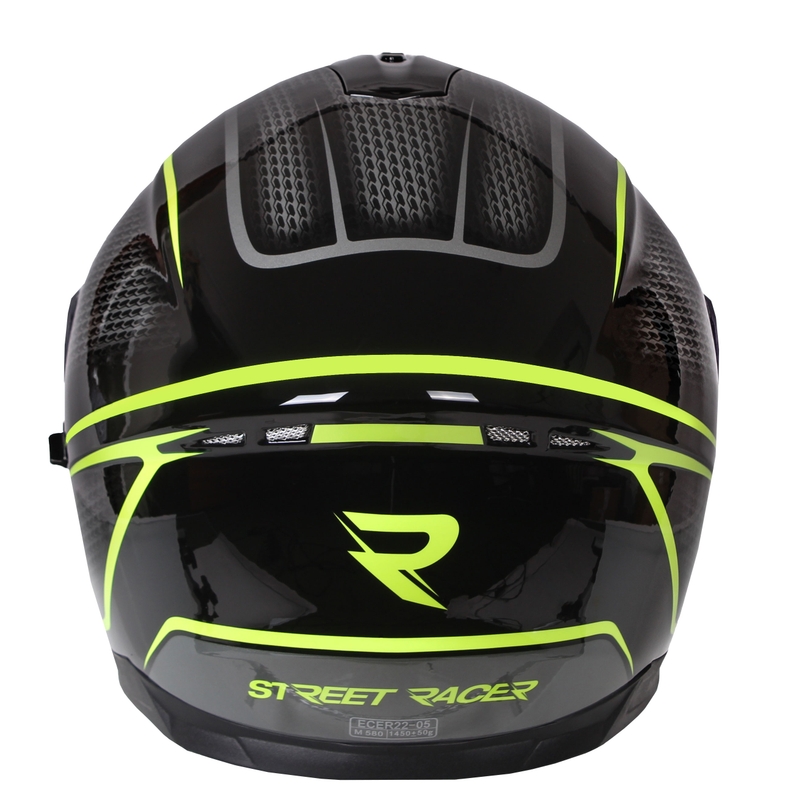 Casco integral de moto Street Racer Magna negro y amarillo