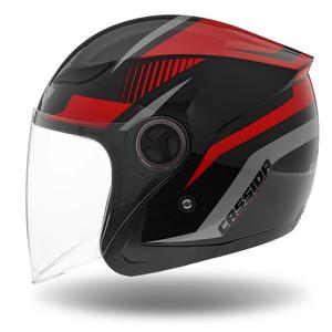 Casco de moto Cassida Reflex abierto negro-rojo-gris