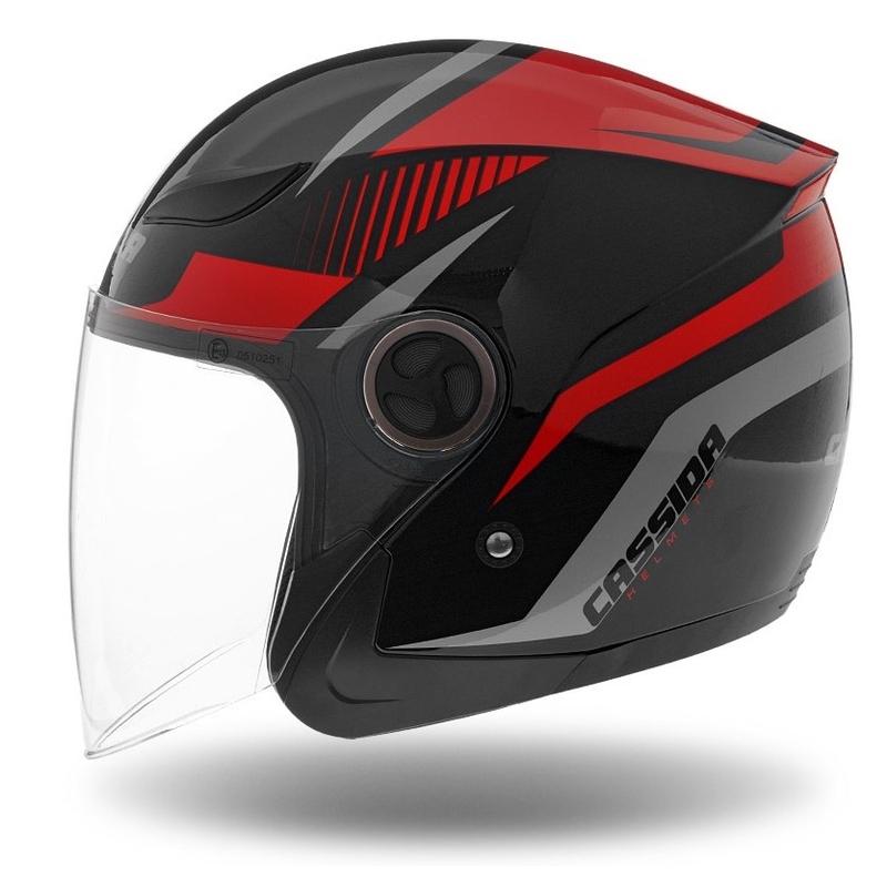 Casco de moto Cassida Reflex abierto negro-rojo-gris