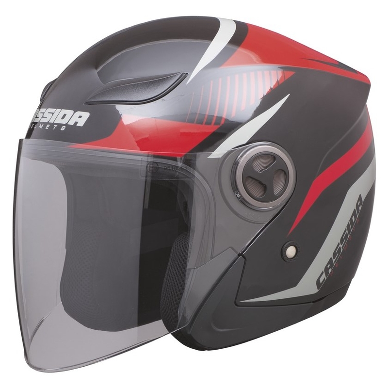 Casco de moto Cassida Reflex abierto negro-rojo-gris