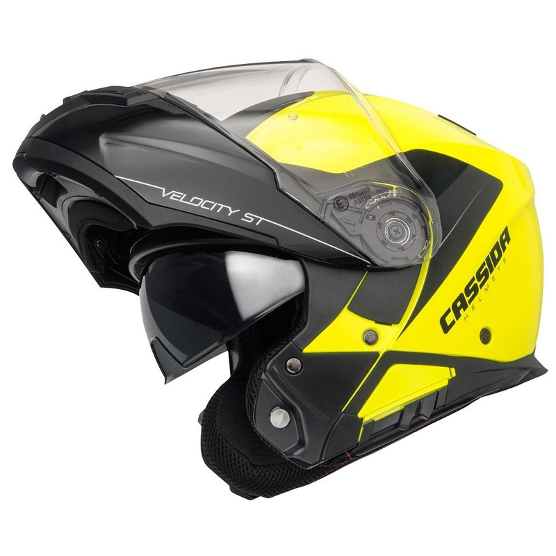 Cassida Velocity ST 2.1 casco basculante negro-amarillo fluo