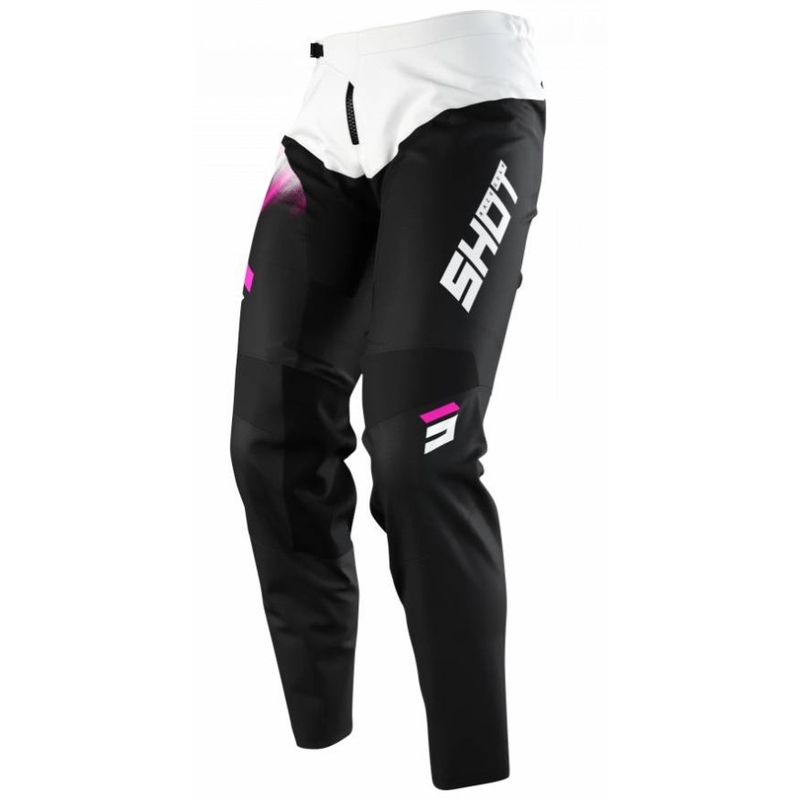 Pantalones de motocross para niños Shot Devo Versus negro-blanco-rosa liquidación