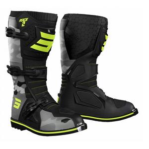Botas de moto para niños Shot Race 2 camo-fluo amarillo
