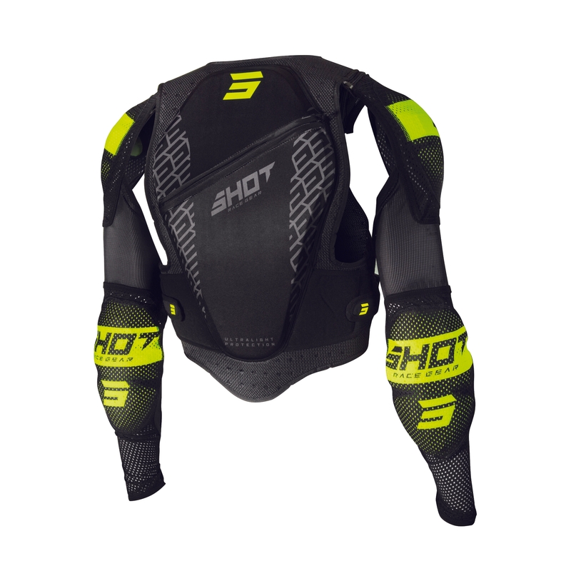 Protector corporal infantil Shot Ultralight 2.0 negro-amarillo fluorescente