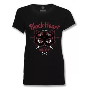 Camiseta mujer Black Heart Wild Cat negra