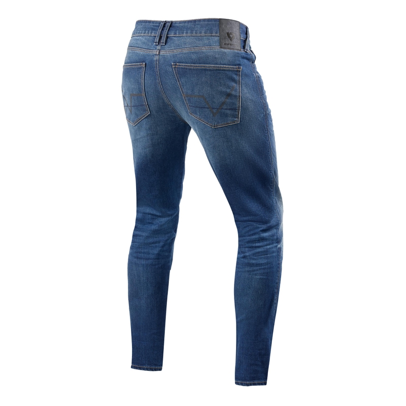 Vaqueros de moto cropped Revit Carlin SK en color azul
