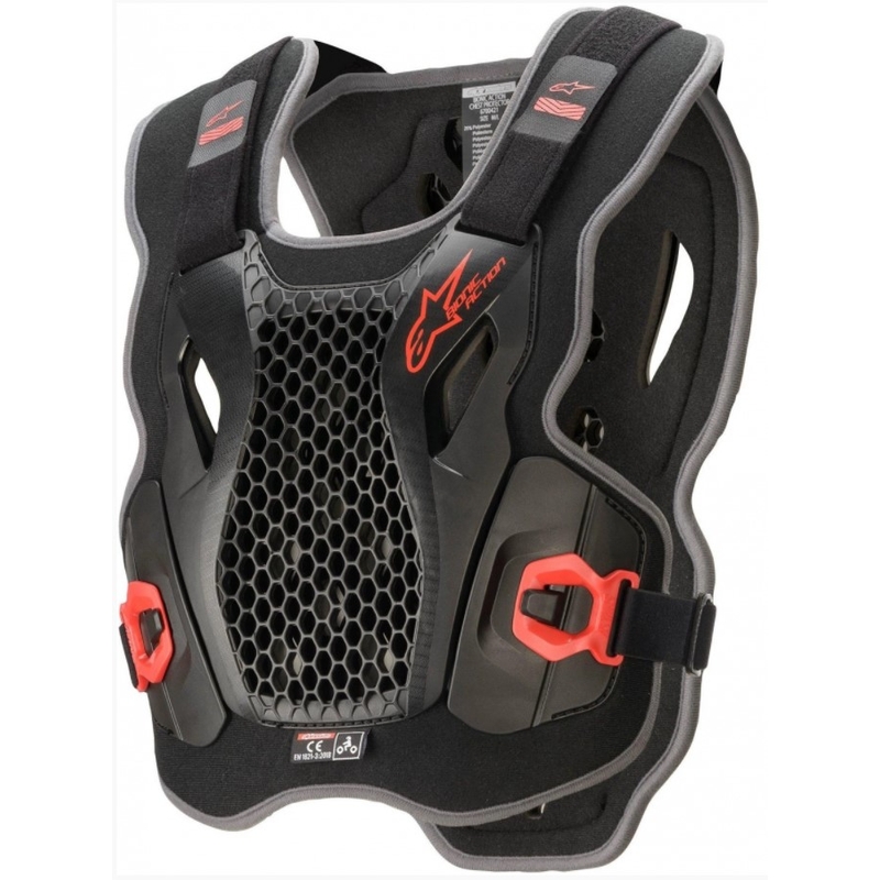 Protector pectoral Alpinestars Bionic Action negro y rojo