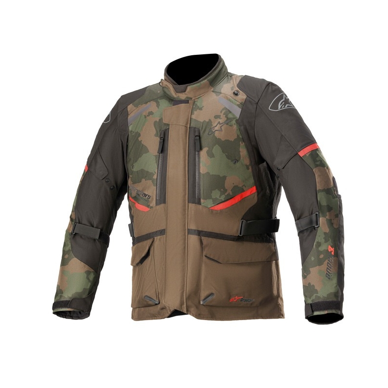 Chaqueta de moto Alpinestars Andes Drystar camo verde-negro-rojo liquidación