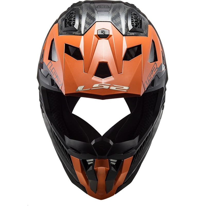 Casco de motocross LS2 MX703 X-Force Victory Titanium negro-naranja