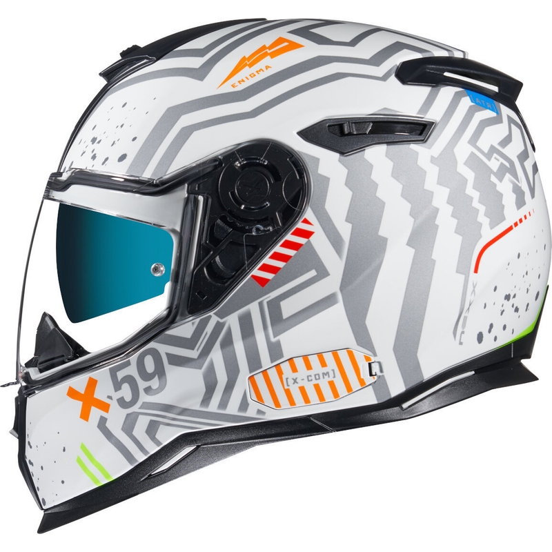 Casco integral de moto NEXX SX.100 Enigma blanco-plata liquidación