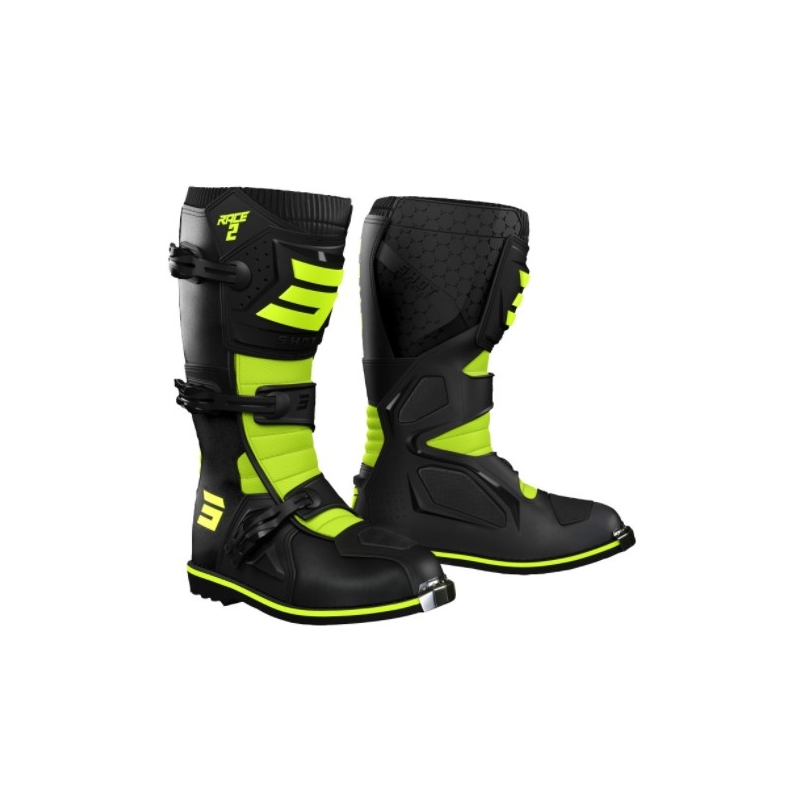 Botas de moto Shot Race 2 Negro-Amarillo Flúo liquidación