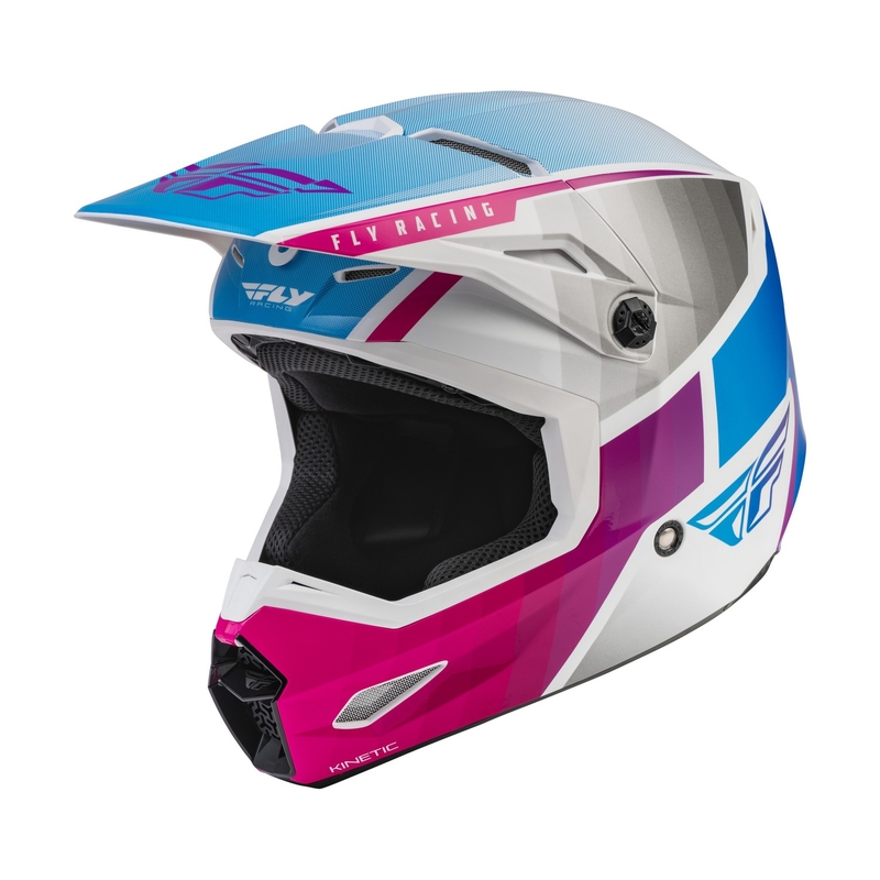 Dětská motokrosová přilba FLY Racing Kinetic Drift  růžovo-bílo-modrá