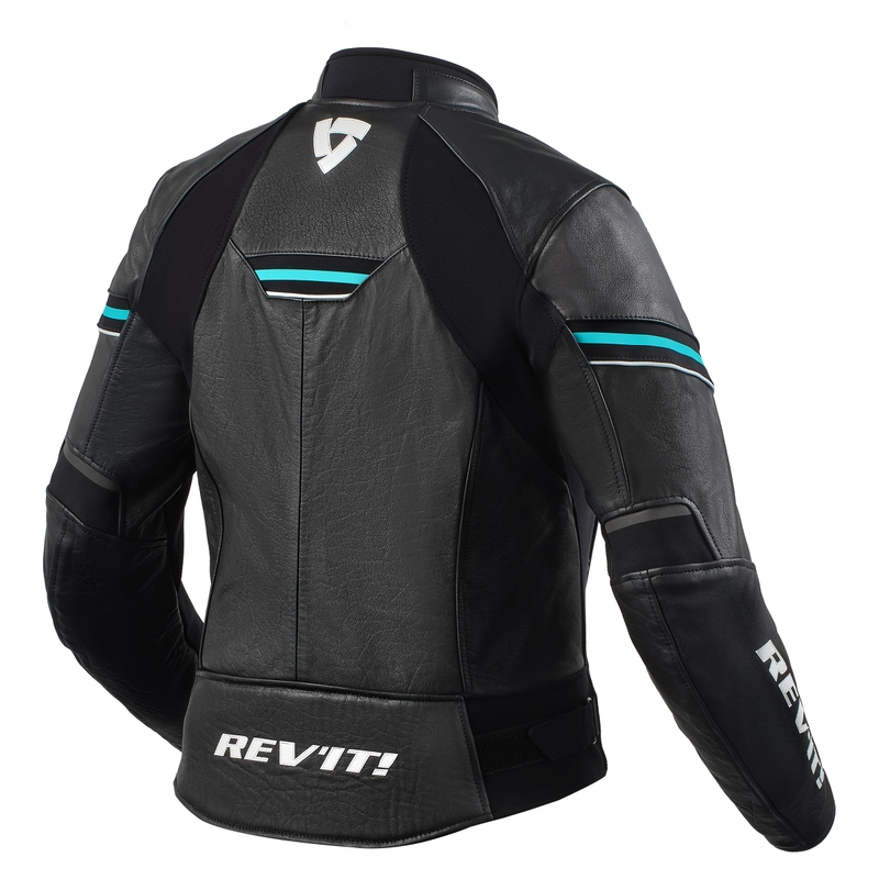 Chaqueta de moto Revit Median para mujer en negro y turquesa liquidación