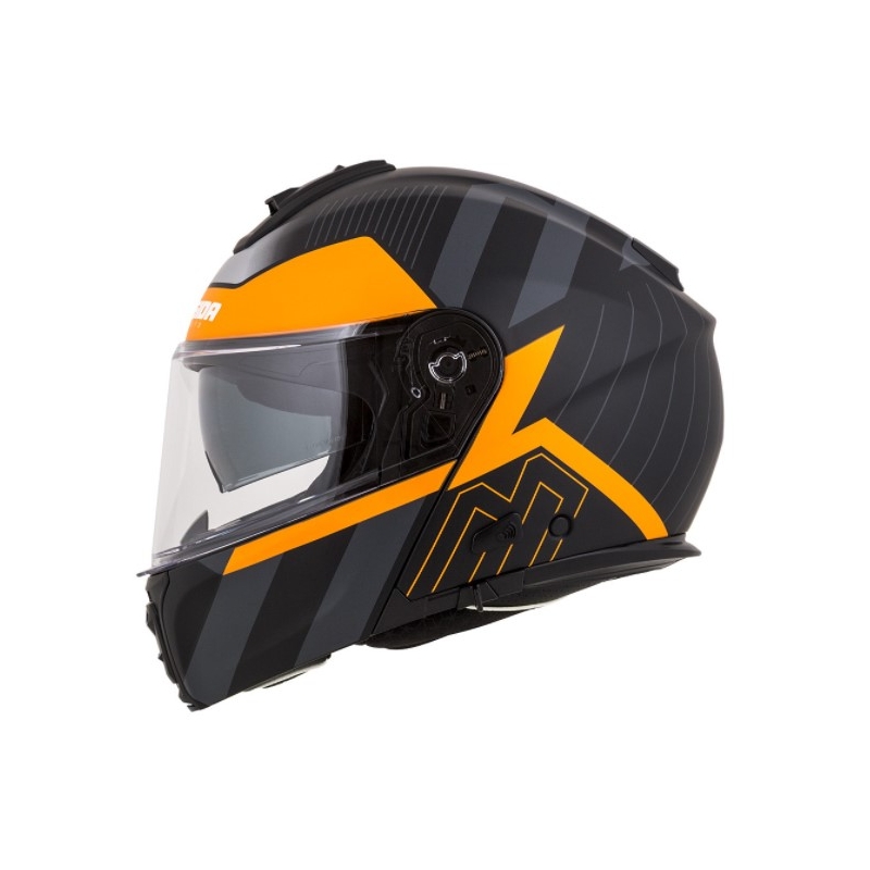 Casco de moto abatible Cassida Modulo 2.0 Profile negro-gris-naranja liquidación