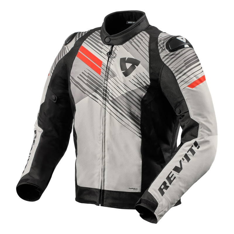 Chaqueta de moto Revit Apex H2O gris-rojo fluo liquidación