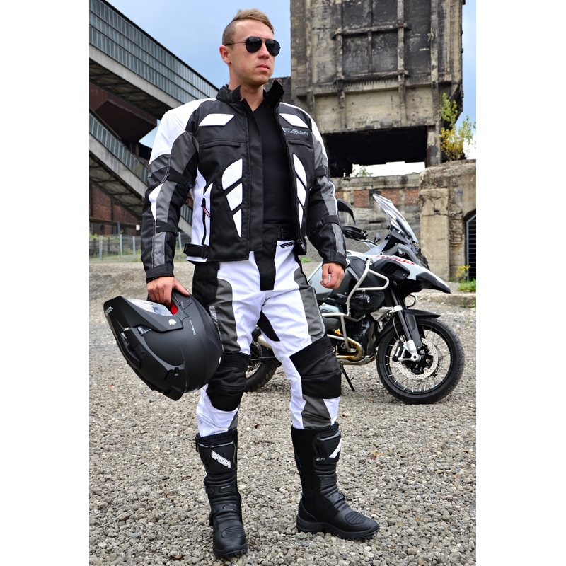 Mono de motorista blanco y negro RSA Greby para hombre liquidación